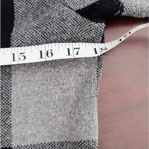 Adrienne Vittadini Cardigan Women's Size S Black Gray Check Full Zip Pockets - Picture 10 of 12